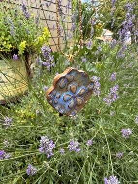 Daisy Ceramic Pendant Necklace Ceramic Kiln Fired Handcrafted Jewelry